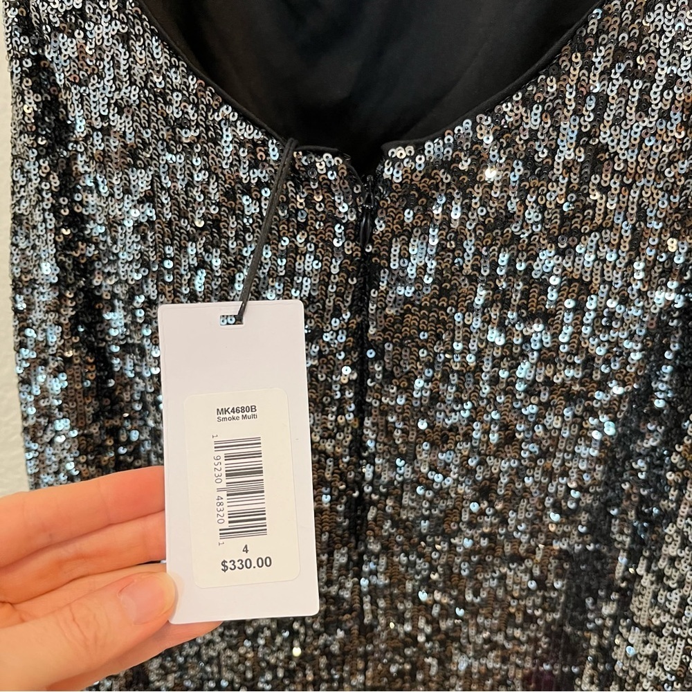 Sequin Dress Black Gray Pink Asymmetric Party Cocktail 4 — image 7 of 8